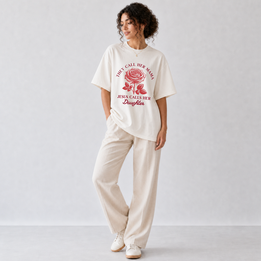 They Call Her Mama Jesus Calls Her Daughter Comfort Color Tee