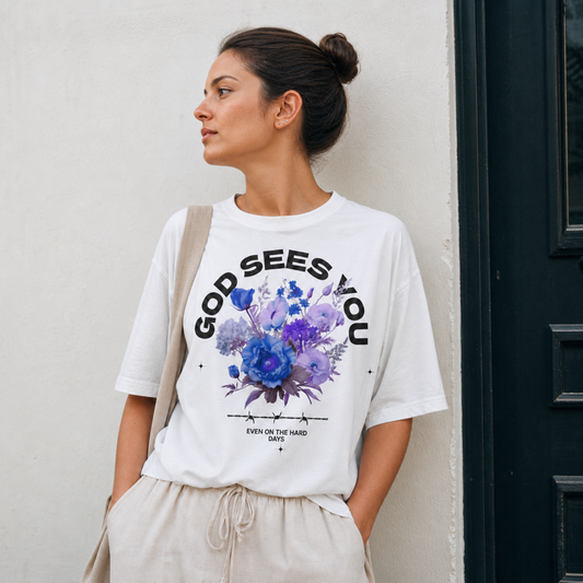 God Sees You Faith Tshirt for Mom