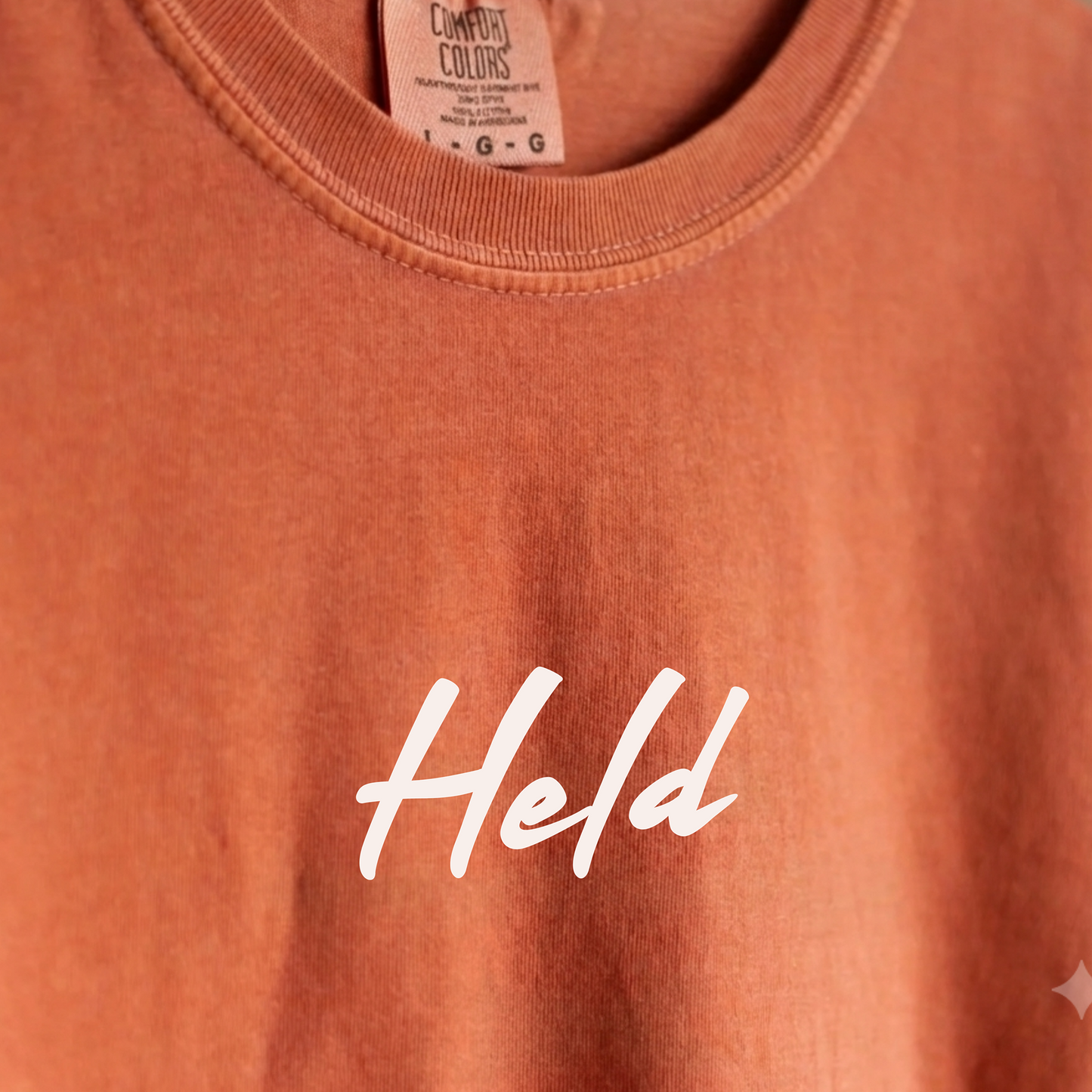 Held Isaiah 41:10 Tee | Comfort Colors Christian Mom Shirt