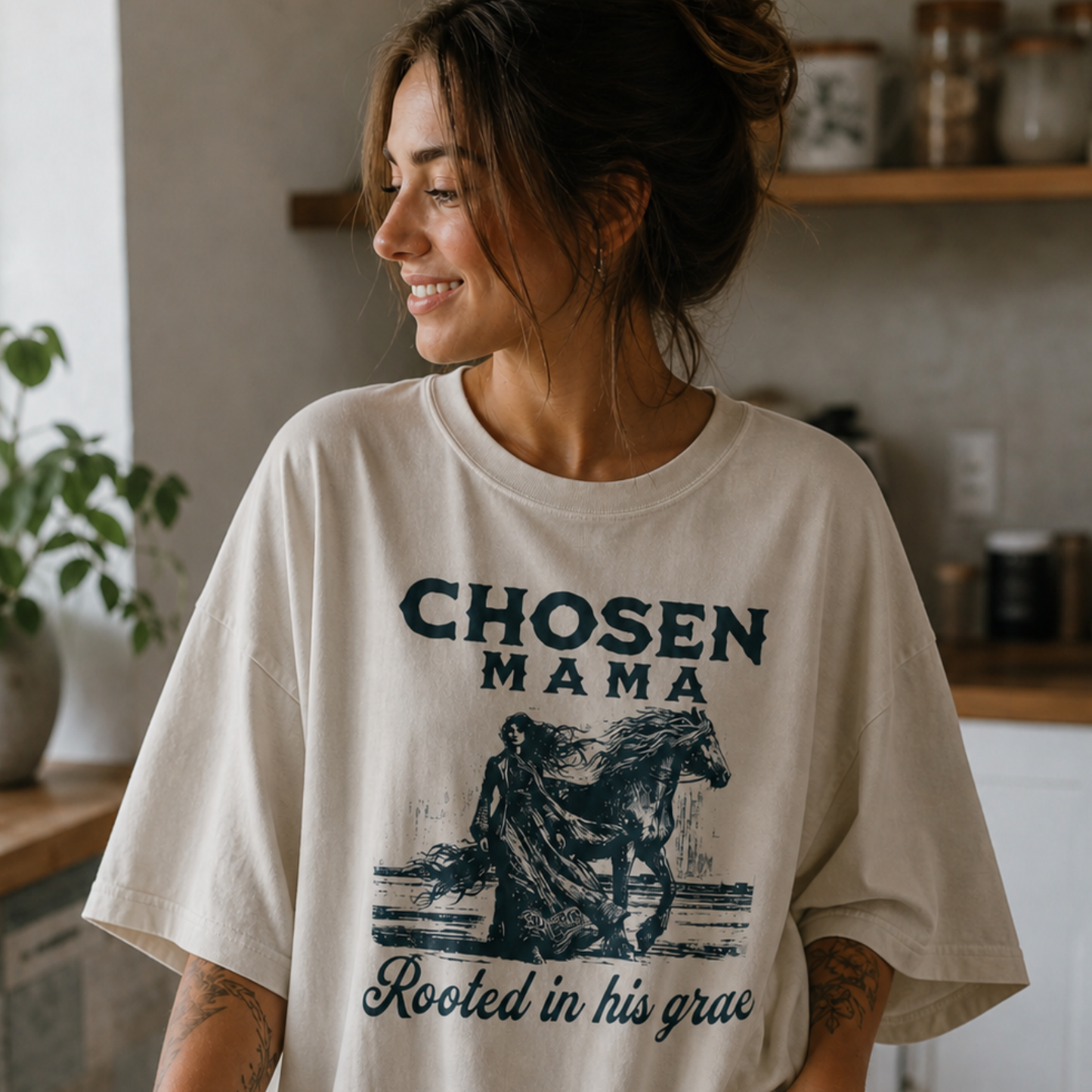 Chosen Mama Rooted In His Grace Western Comfort Color Tee