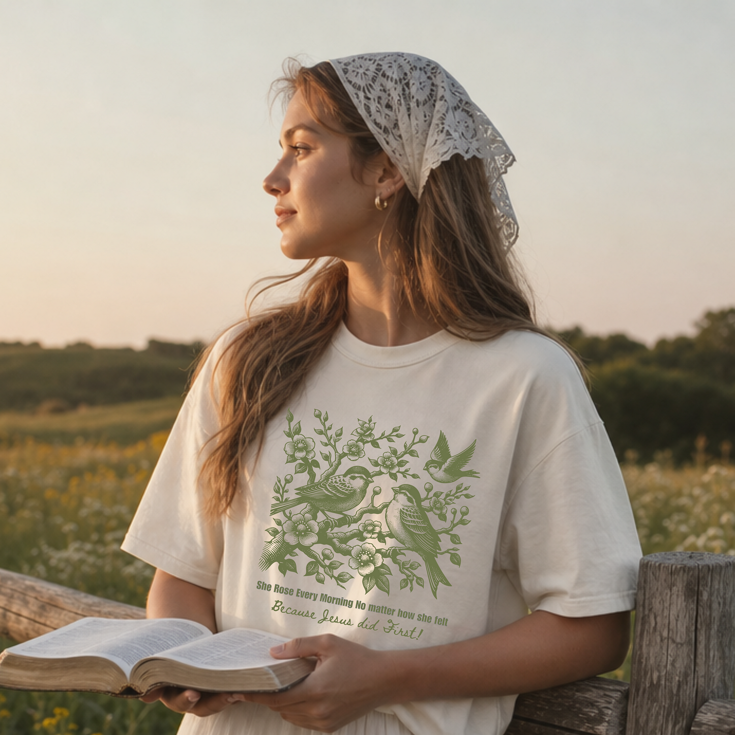She Rose Every Morning Because Jesus Did First Comfort Color Tee
