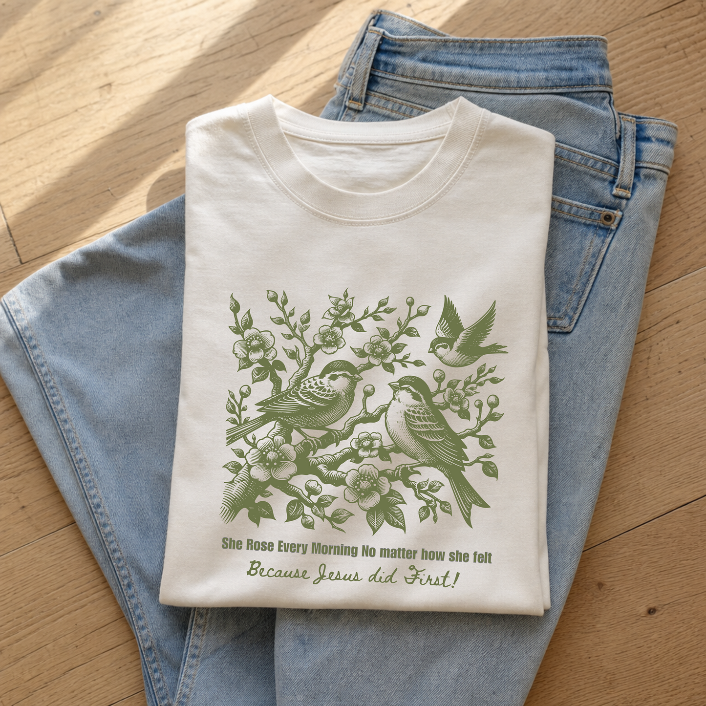She Rose Every Morning Because Jesus Did First Comfort Color Tee