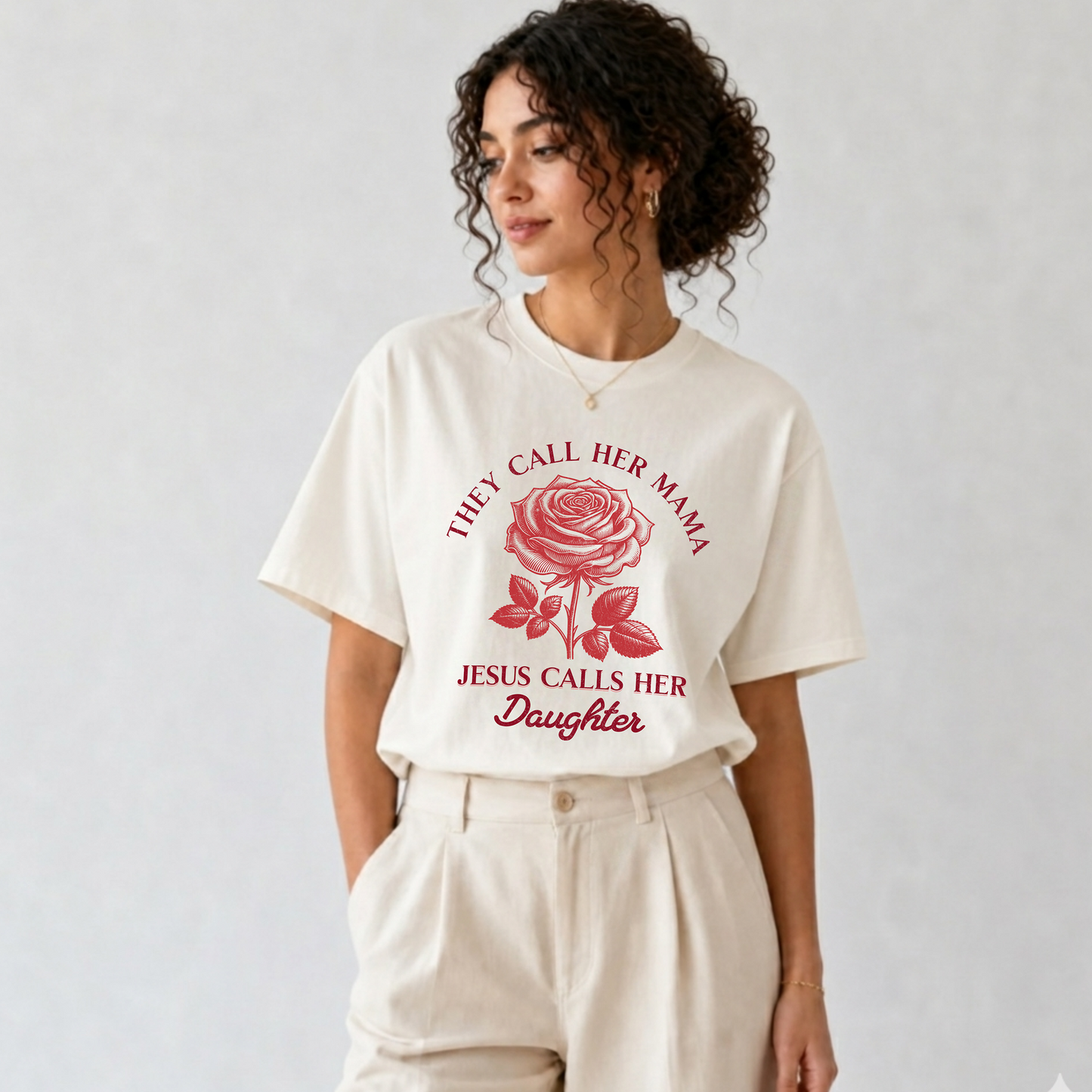 They Call Her Mama Jesus Calls Her Daughter Comfort Color Tee