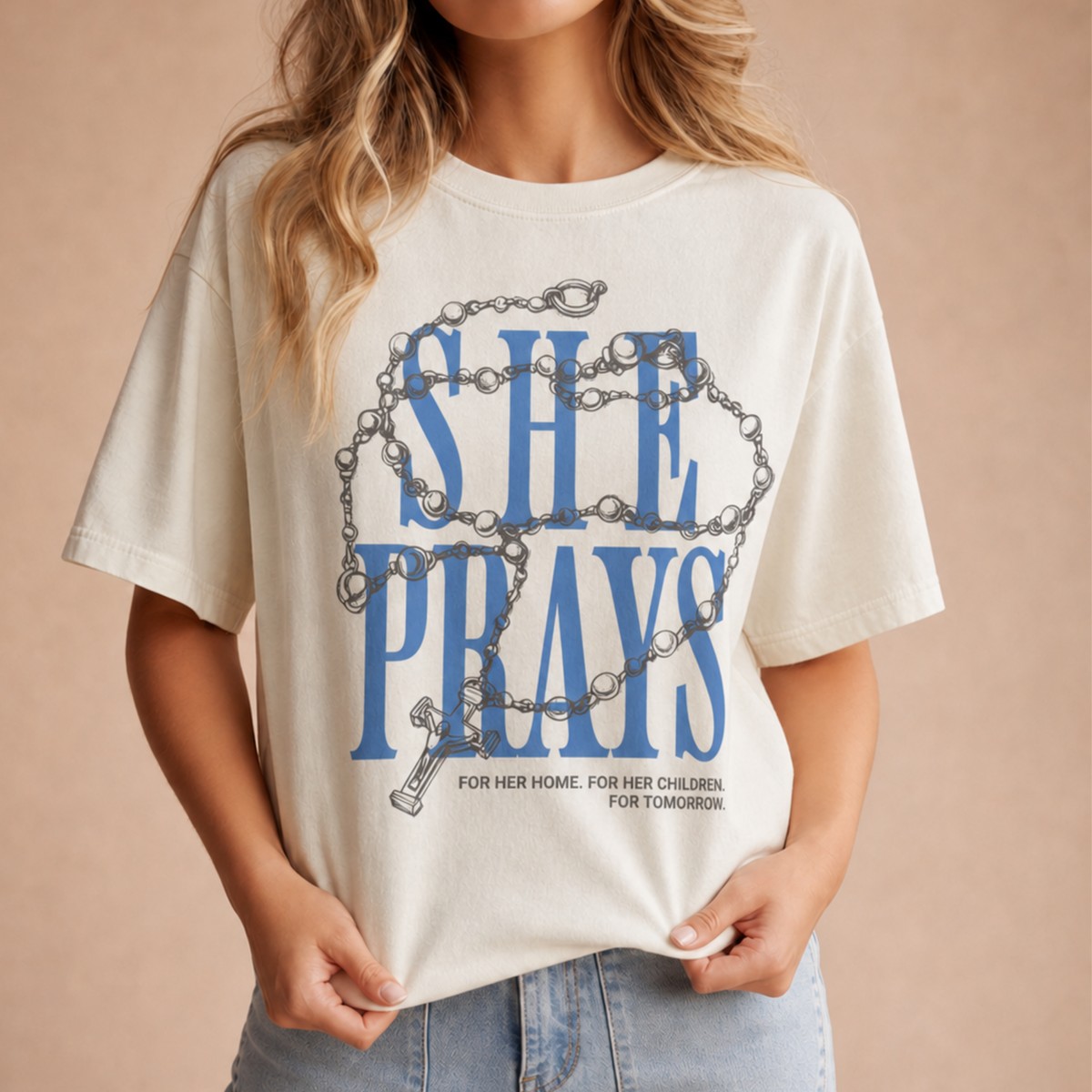 She Prays Comfort Color Christian T shirts for  Mom