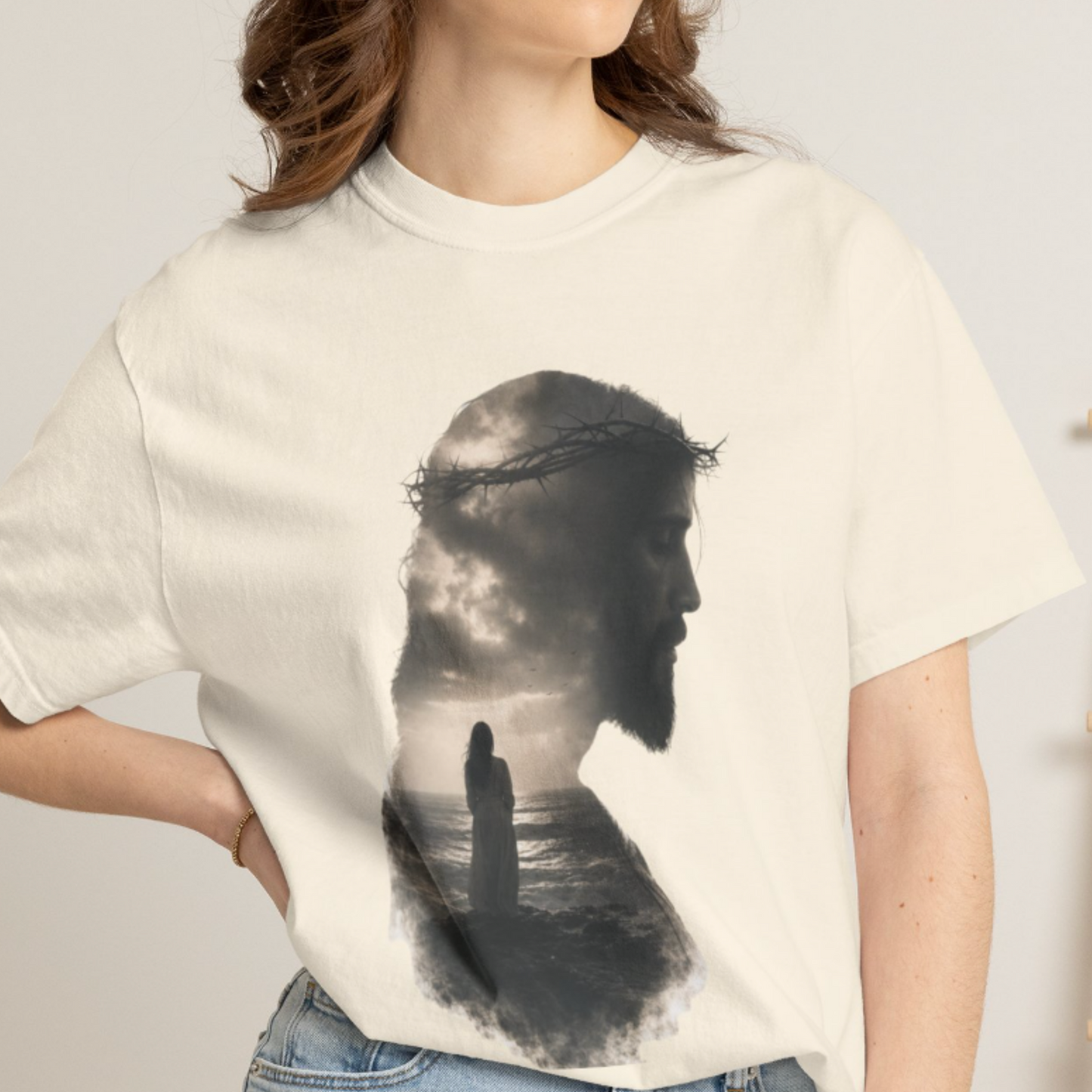 He Walks With Me Faith Graphic Comfort Color Tee
