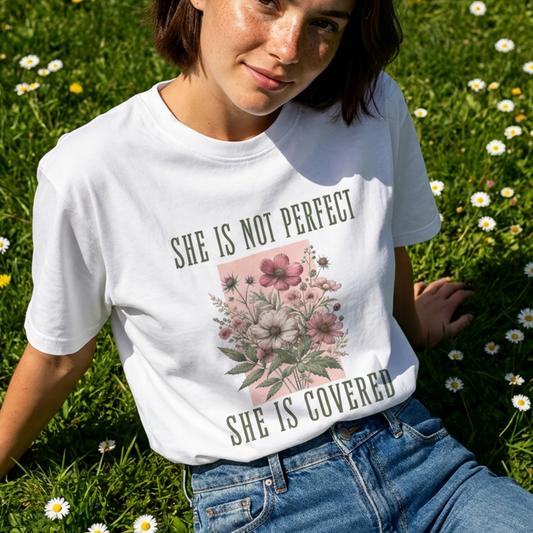 She Is Not Perfect She Is Covered Floral Faith Tee
