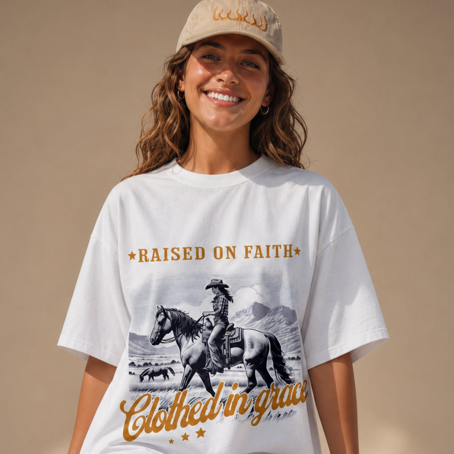 Raised On Faith Clothed In Grace Western Comfort Colors Tee