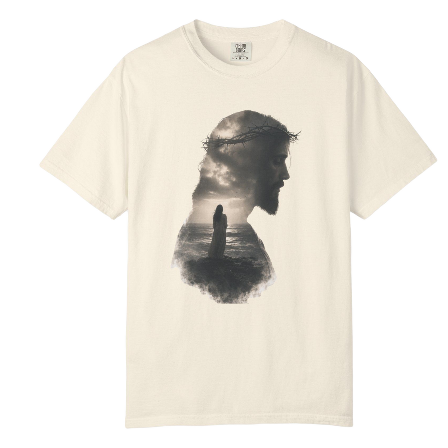 He Walks With Me Faith Graphic Comfort Color Tee
