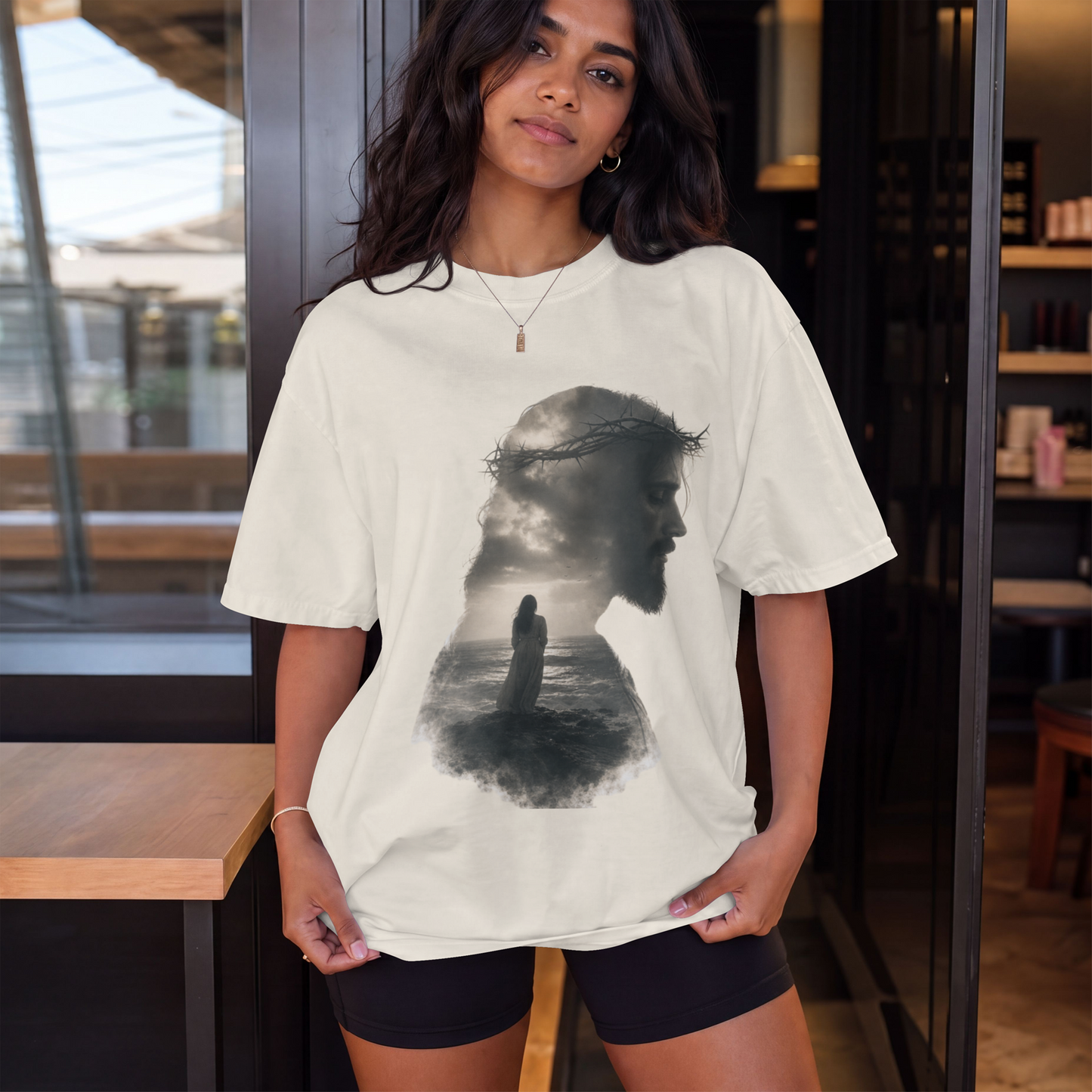 He Walks With Me Faith Graphic Comfort Color Tee