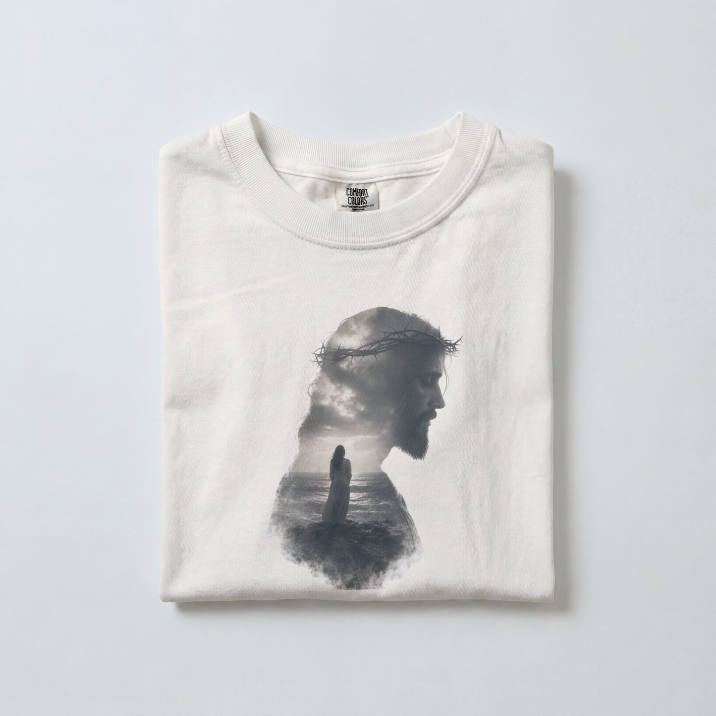 He Walks With Me Faith Graphic Comfort Color Tee