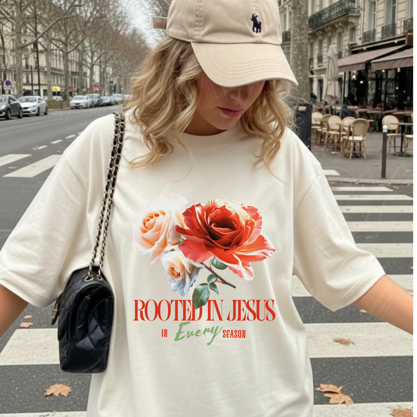 Rooted In Jesus In Every Season Floral Comfort Color Tee