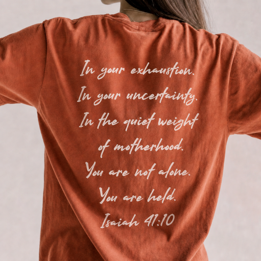 Held Isaiah 41:10 Tee | Comfort Colors Christian Mom Shirt