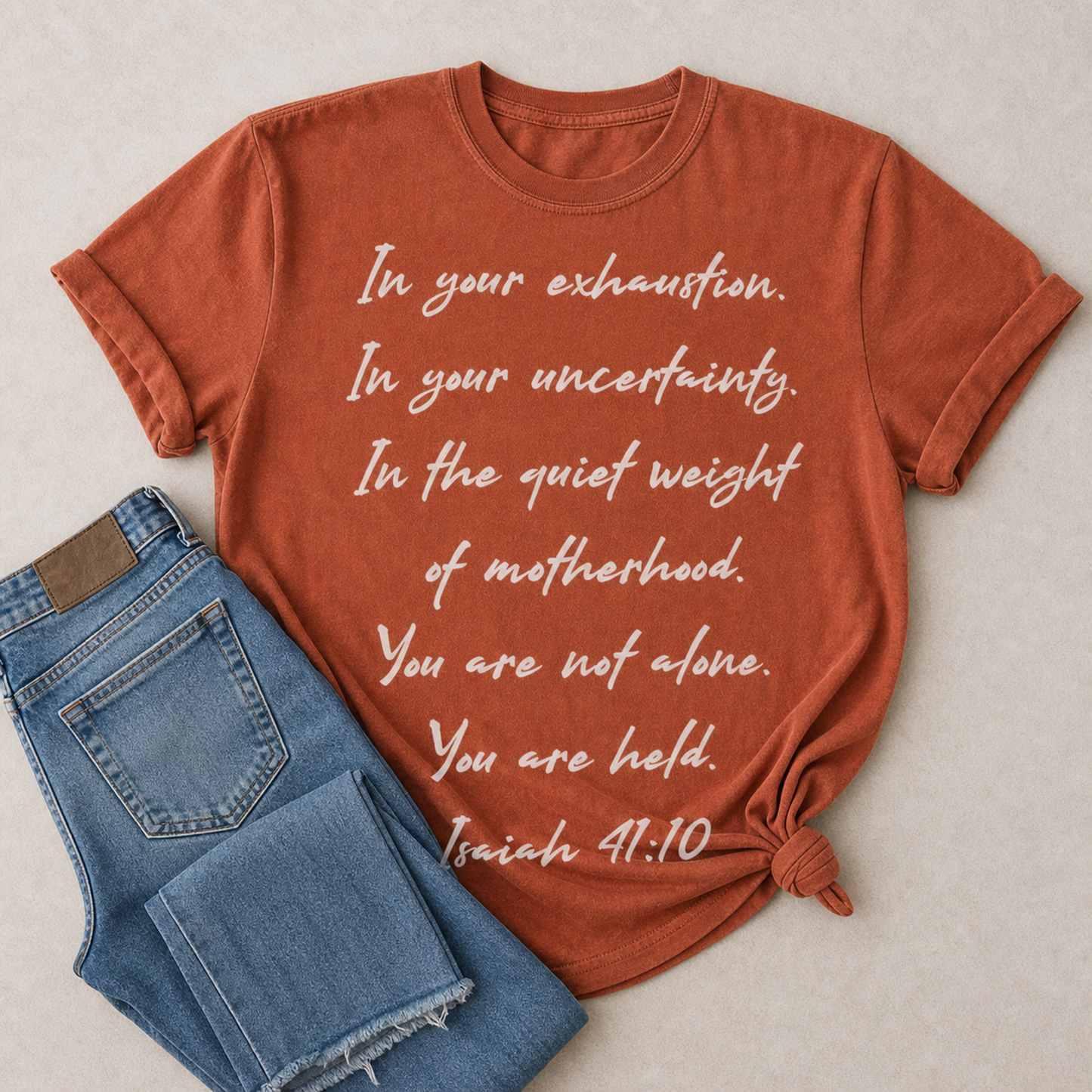 Held Isaiah 41:10 Tee | Comfort Colors Christian Mom Shirt