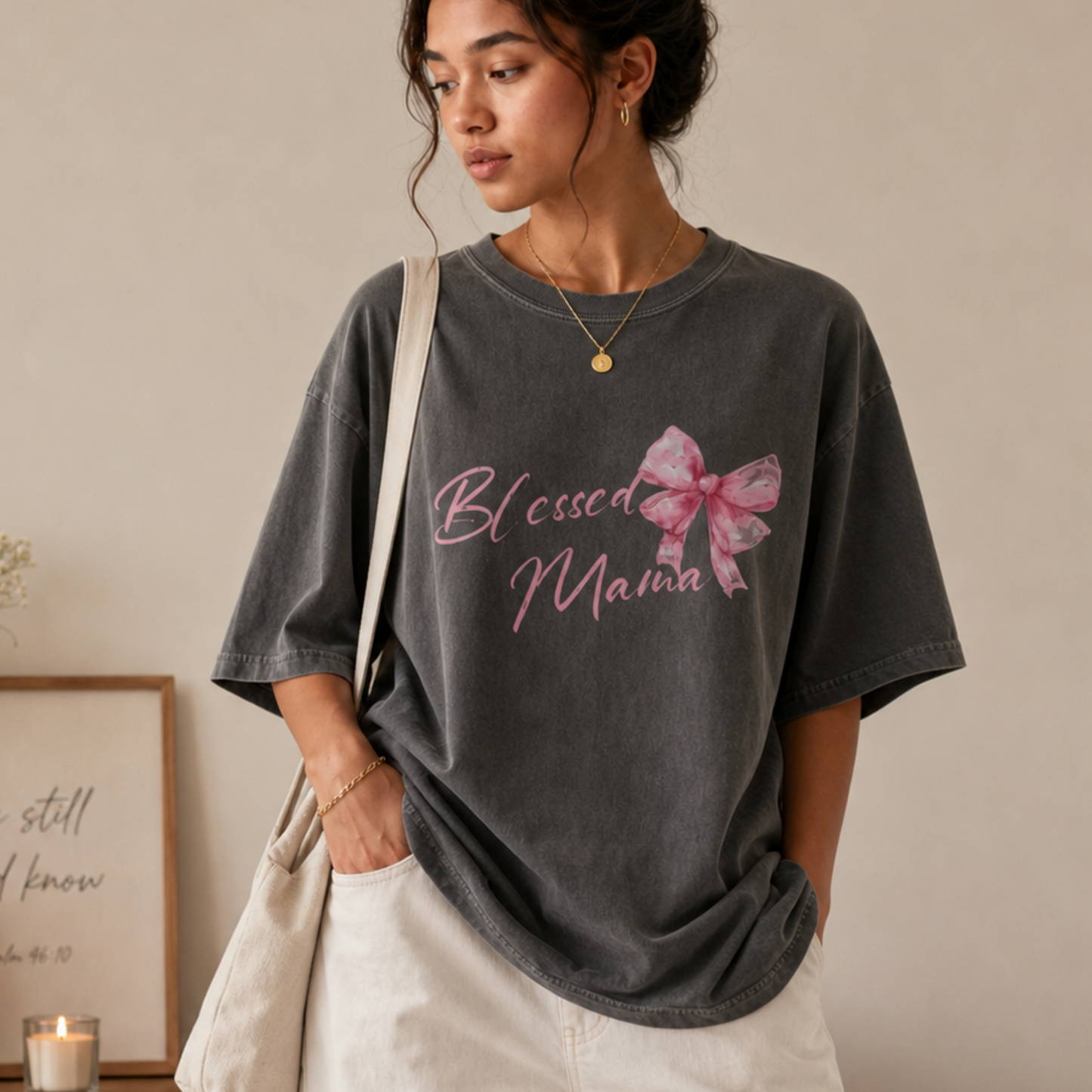 Blessed Mama Coquette Bow Comfort Color Tee